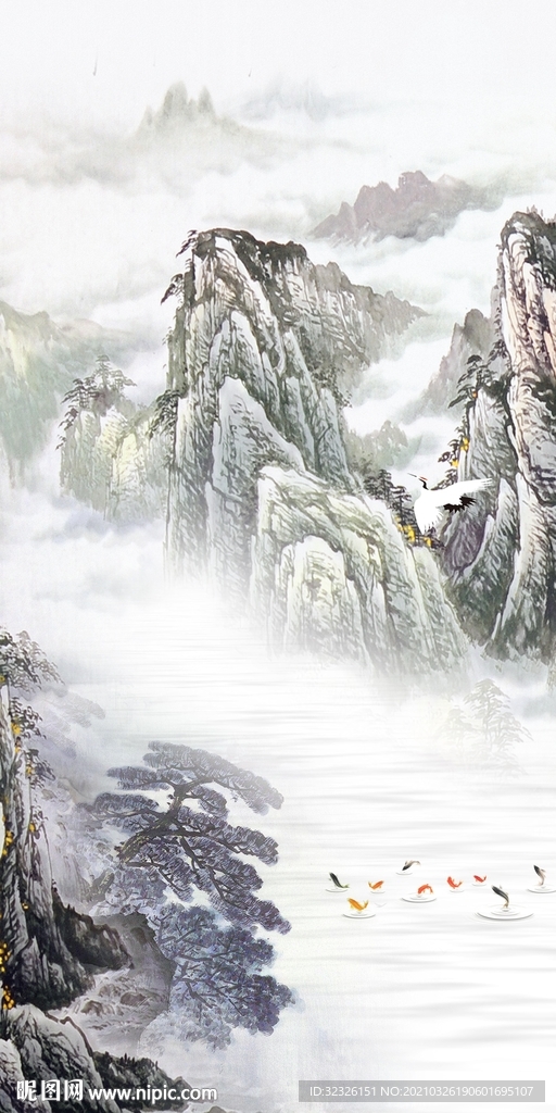 中式新现代玄关画 tif分层