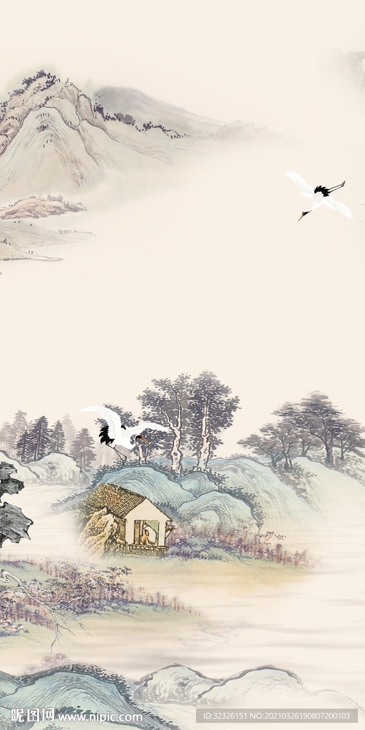 爆款现代玄关山水 tif分层
