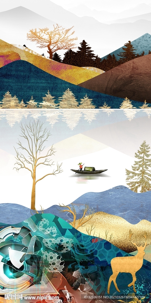 高档 新现代玄关画 tif分层