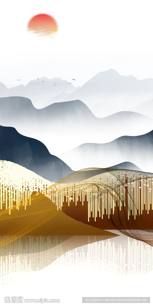 新中式新现代玄关画 tif分层