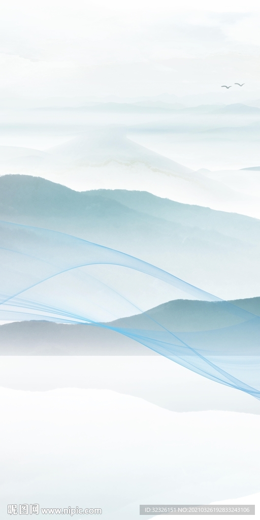 中式现代玄关山水 tif分层