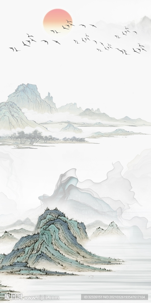 现代玄关山水 tif分层