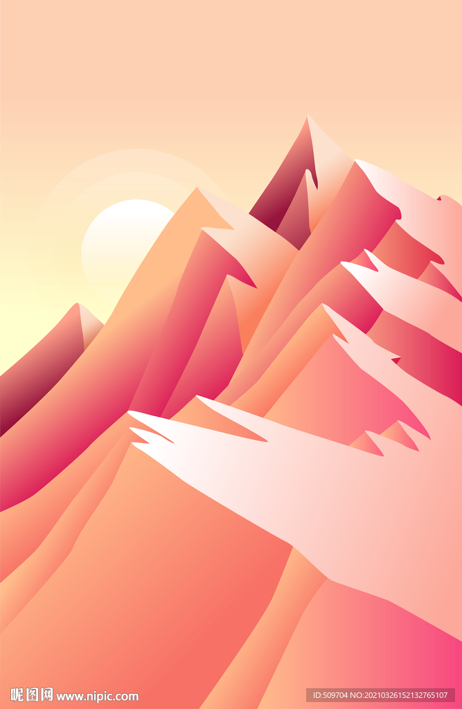 唯美手绘山脉插画