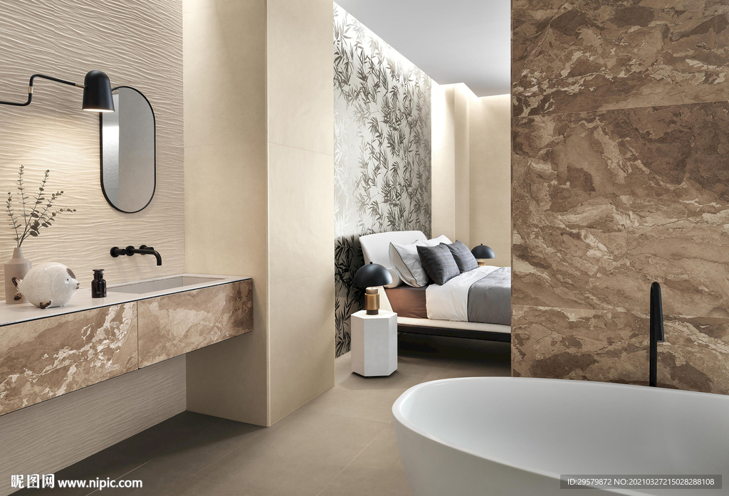 现代意式 瓷砖岩板效果图