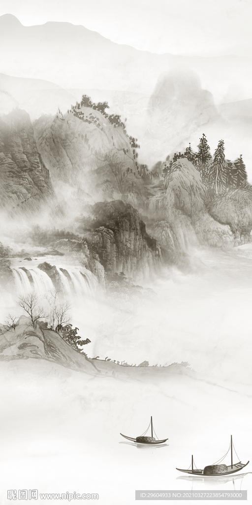 别墅山水意境玄关 TIF分层