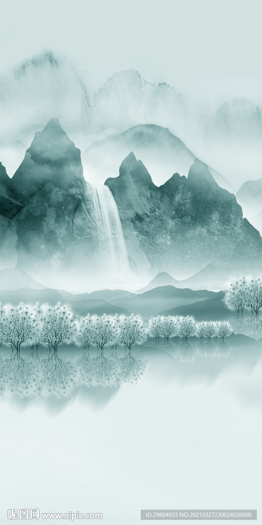 新款山水意境玄关 TIF分层