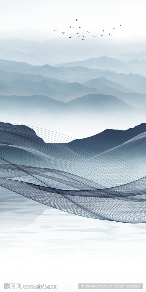 高端 山水意境玄关 TIF分层