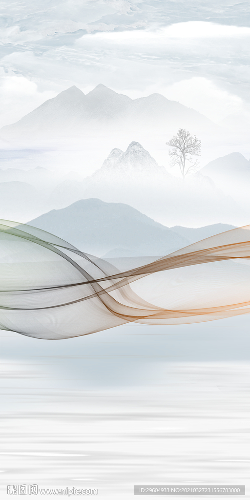 现代山水意境玄关 TIF分层