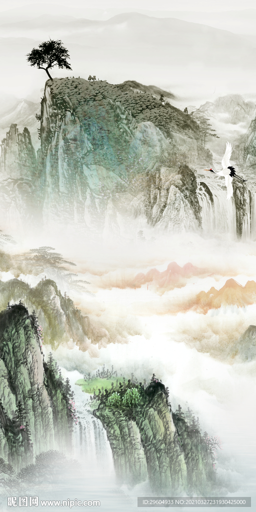 国画山水意境玄关 TIF分层