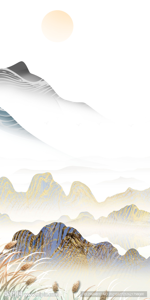 新中式山水意境玄关 TIF分层