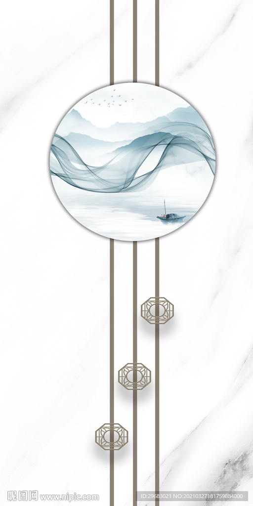 新款玄关新中式画 tif分层