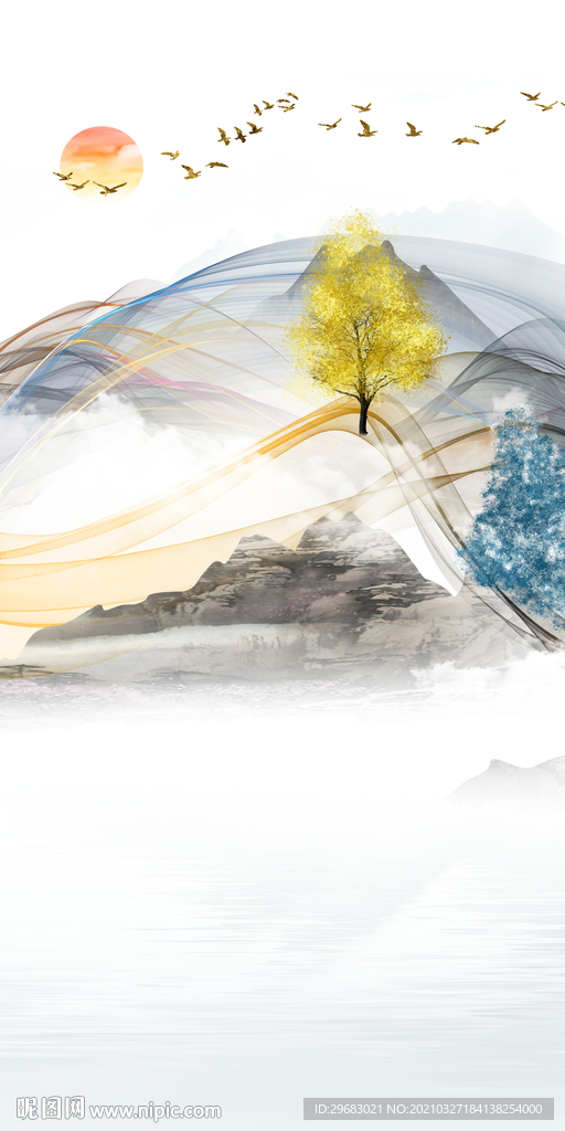 大气玄关新中式画 tif分层