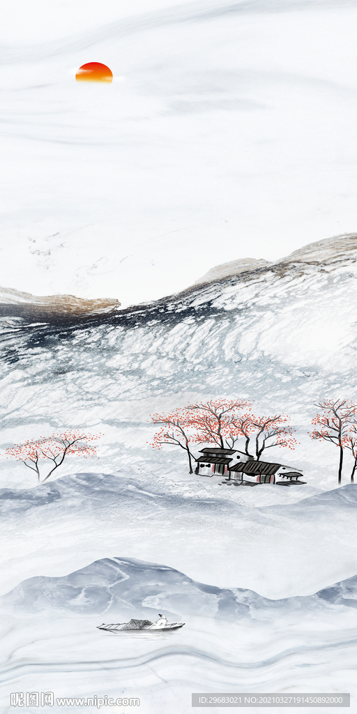 石纹玄关中式画 tif分层