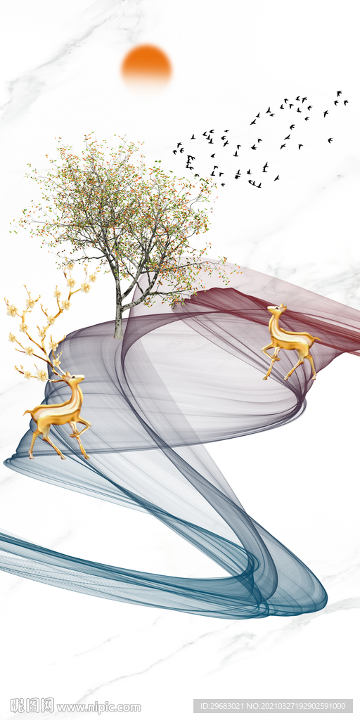 爵士白玄关画 TIF分层