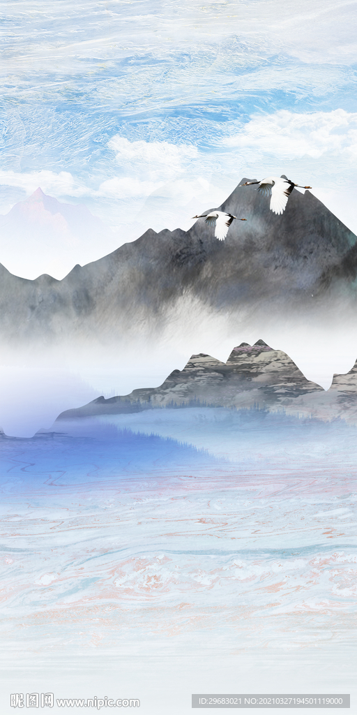 中国风玄关画风景画 TIF分层