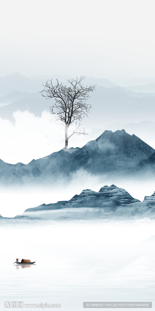 中式玄关画风景画 TIF分层