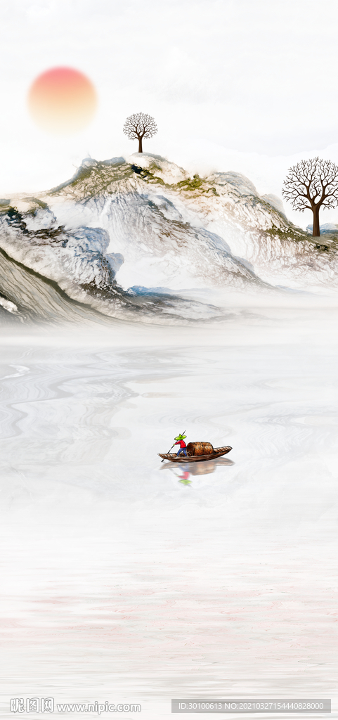 意境山水玄关框画 tif分层