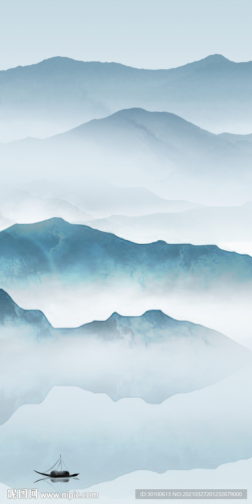 别墅山水新无框画 tif分层
