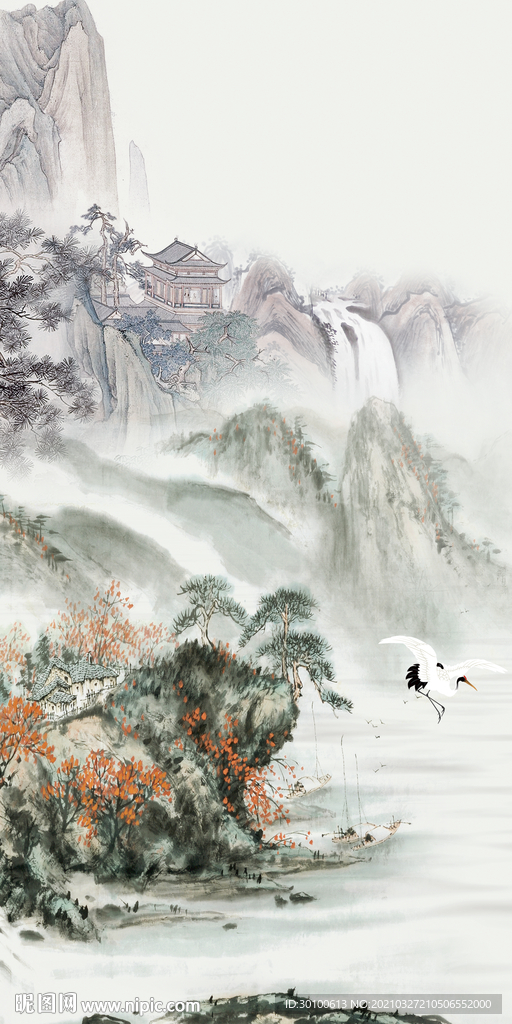 最新 山水新无框画 tif分层