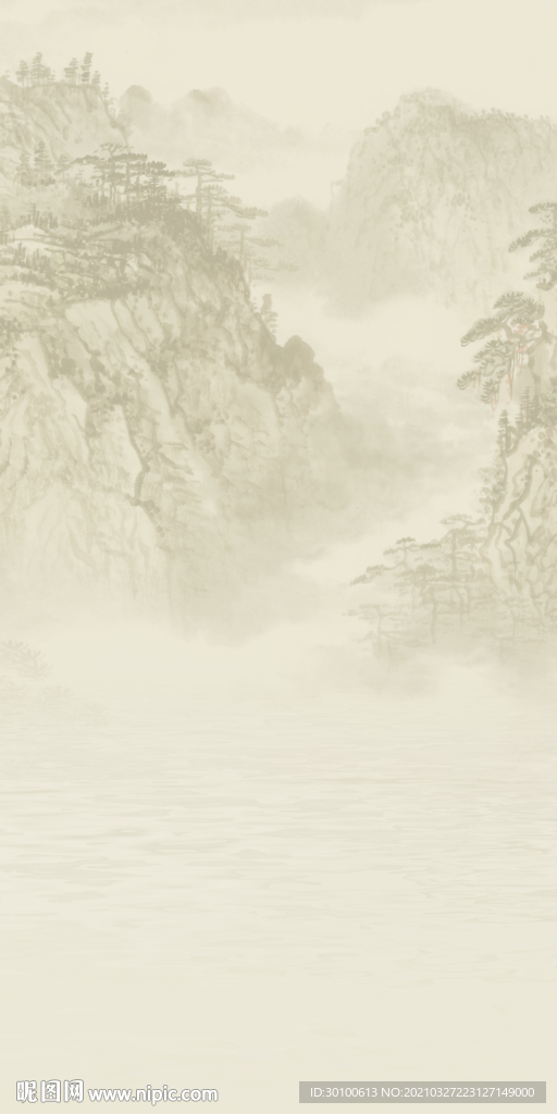 高清 山水新无框画 tif分层