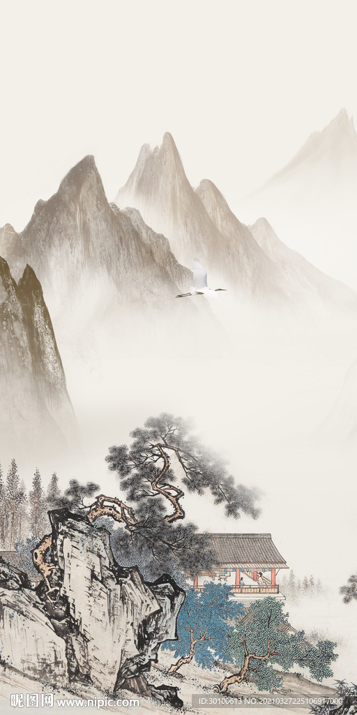 国画高档山水新画 tif分层