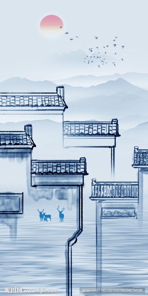 徽派 背景墙玄关 TIF分层