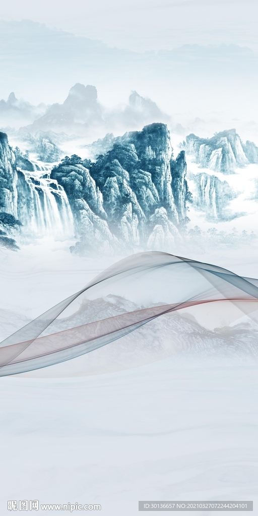 中国风风景山水框画 TIF分层