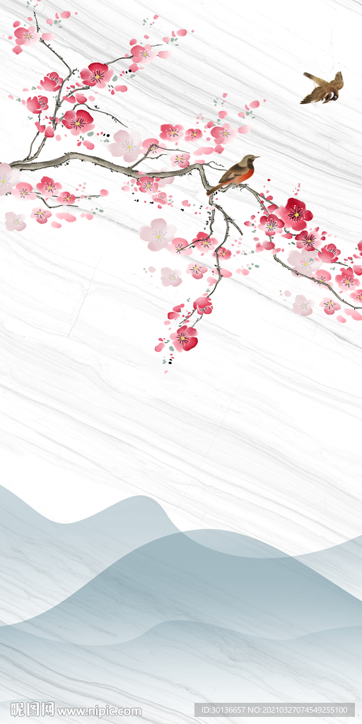 花鸟 风景山水玄关 TIF分层