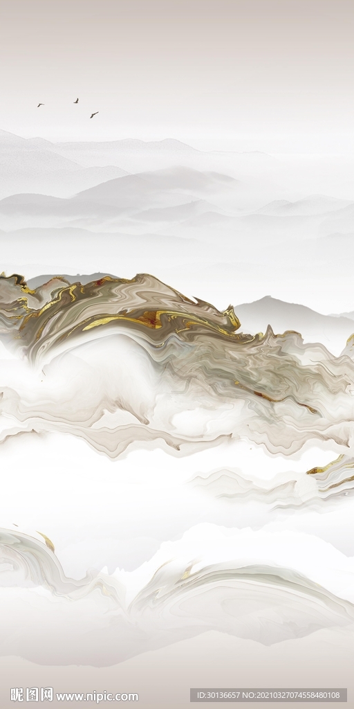 背景墙风景玄关山水 TIF分层