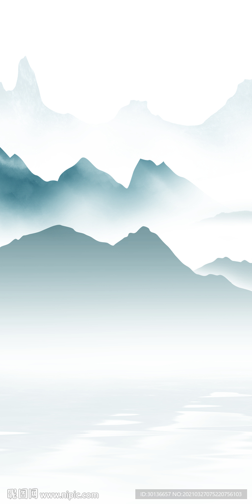 新中式风景山水玄关 TIF分层