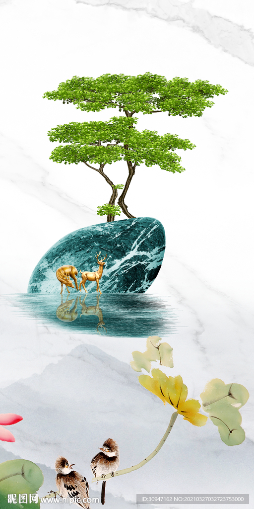 高清 中式玄关画 TIF分层