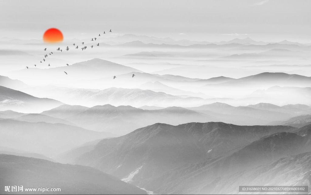 新中式山水画图片