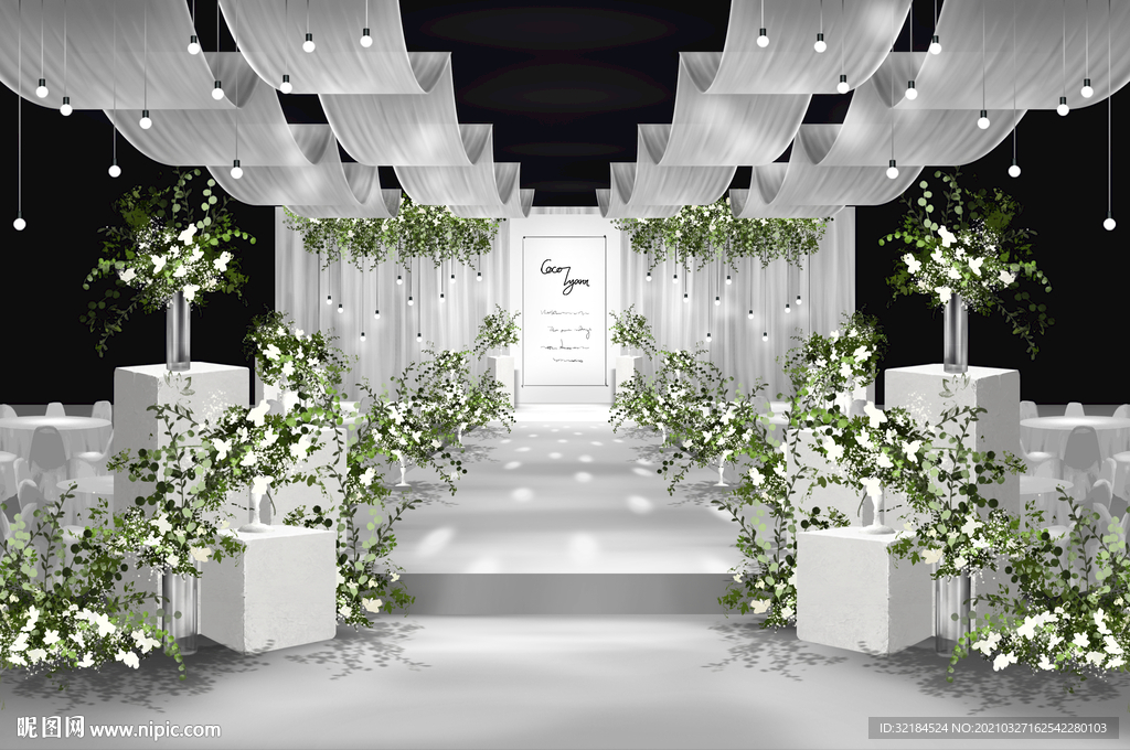 韩式白绿婚礼设计
