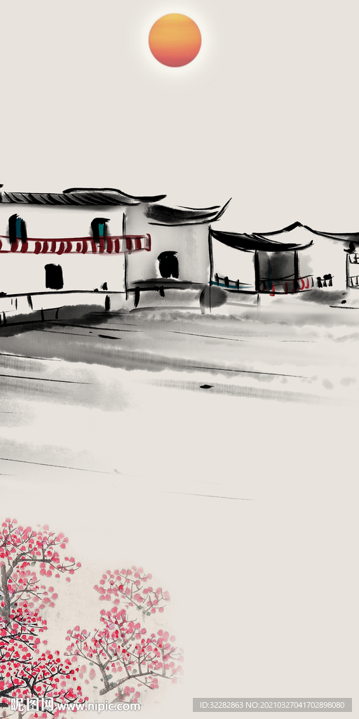 江南新款山水 玄关分层画