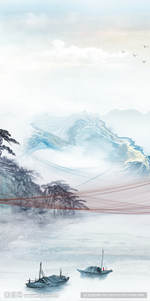 简约新款玄关画山水