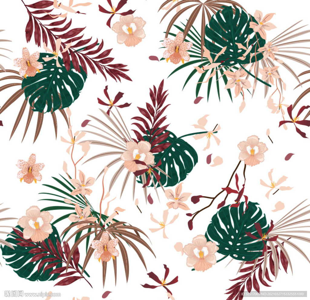 手绘花 数码印花