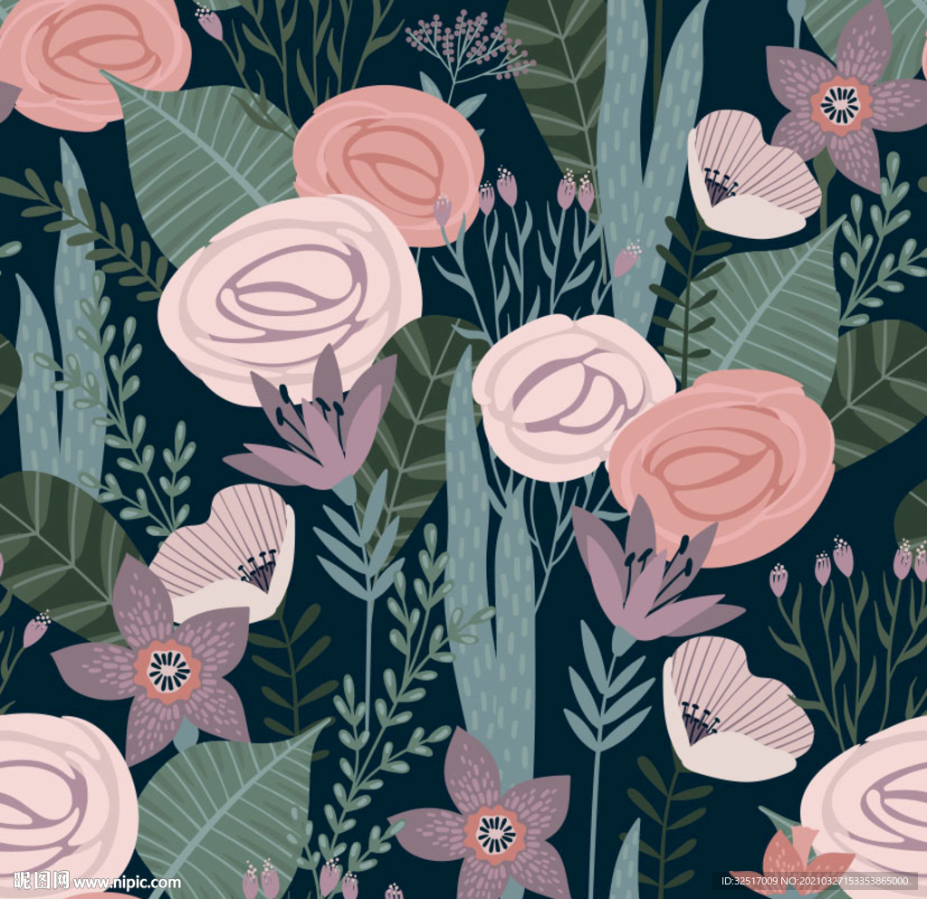 手绘花 数码印花