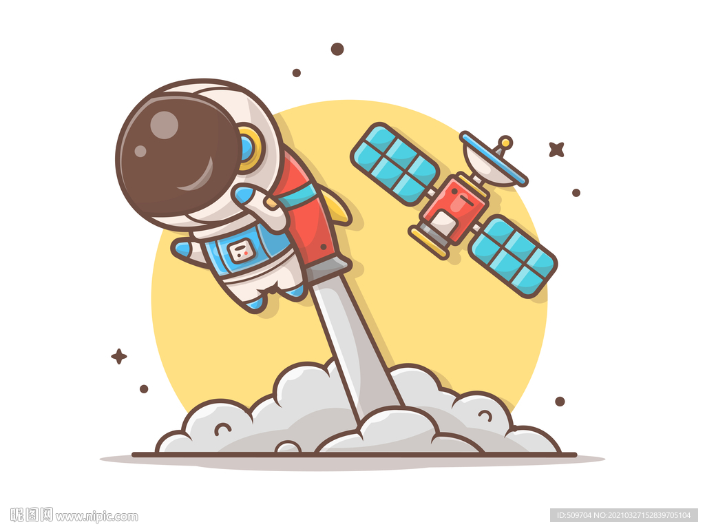 卡通航天宇航员宇宙手绘插画