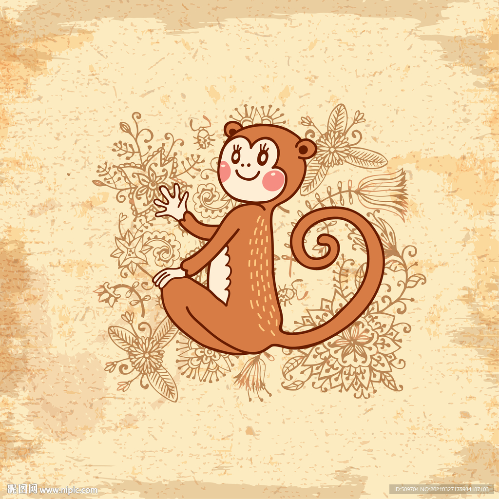 猴子手绘插画