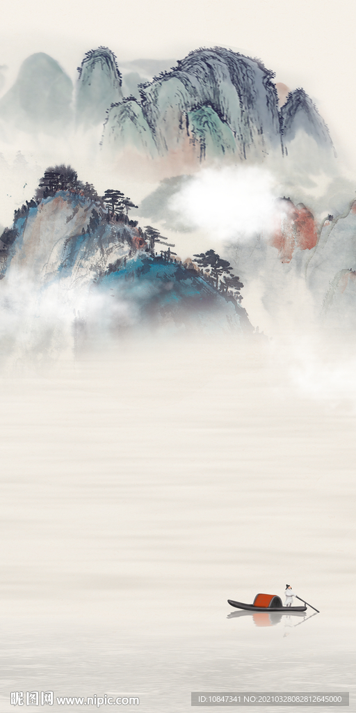 国画中式唯美玄关 TIF分层