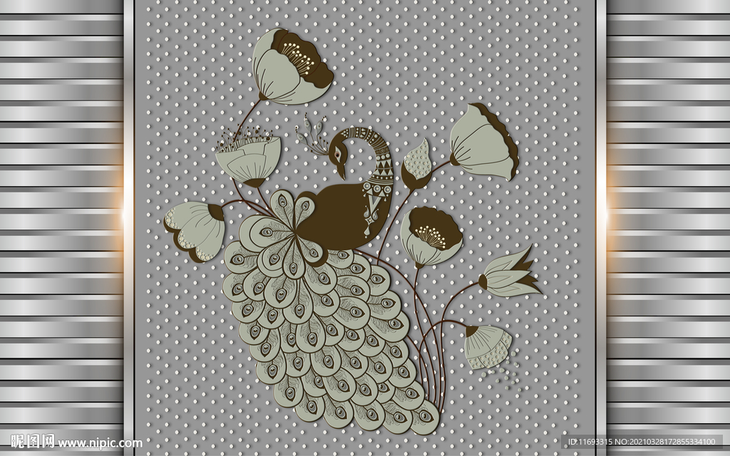 孔雀电视背景墙装饰画