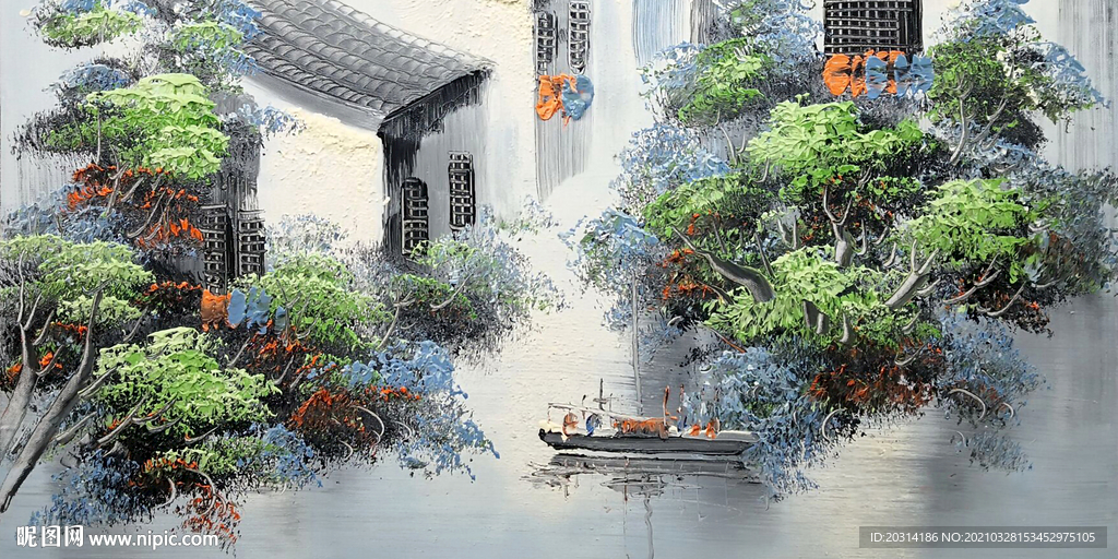 水乡装饰画国画江南