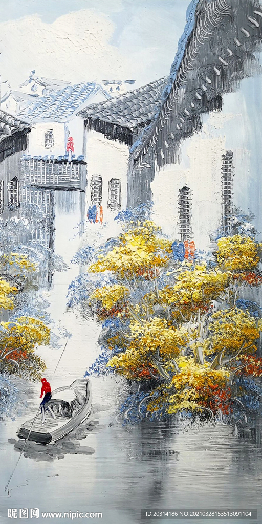 新中式壁画江南水乡