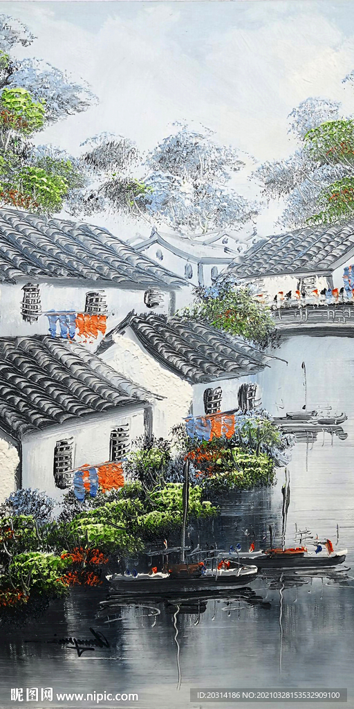 新中式风格江南水乡壁画