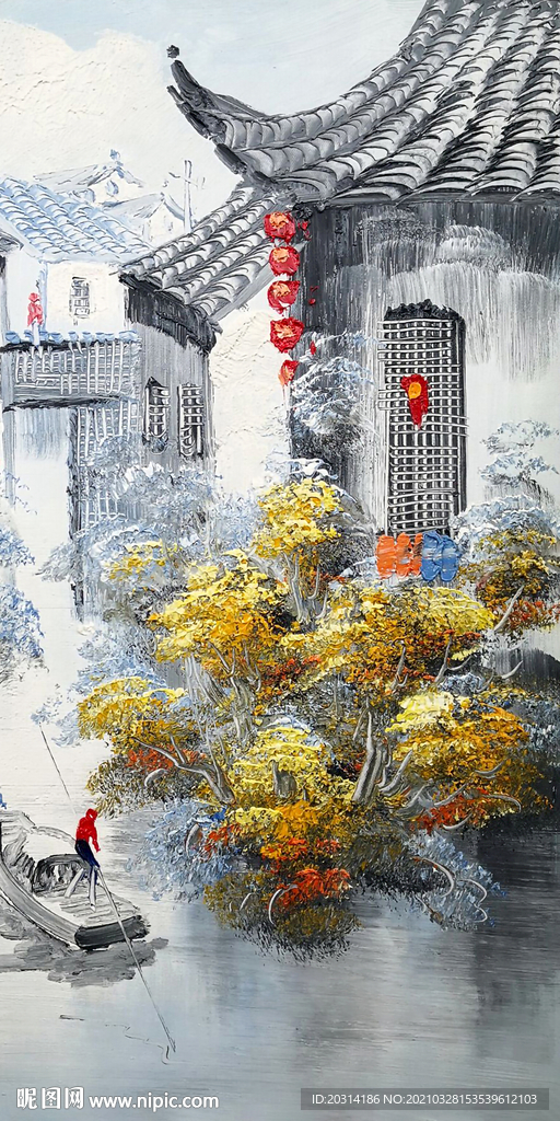 新中式写意画水乡风景画