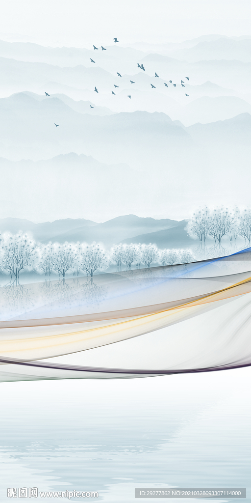 新中式意境山水新画 TIF分层