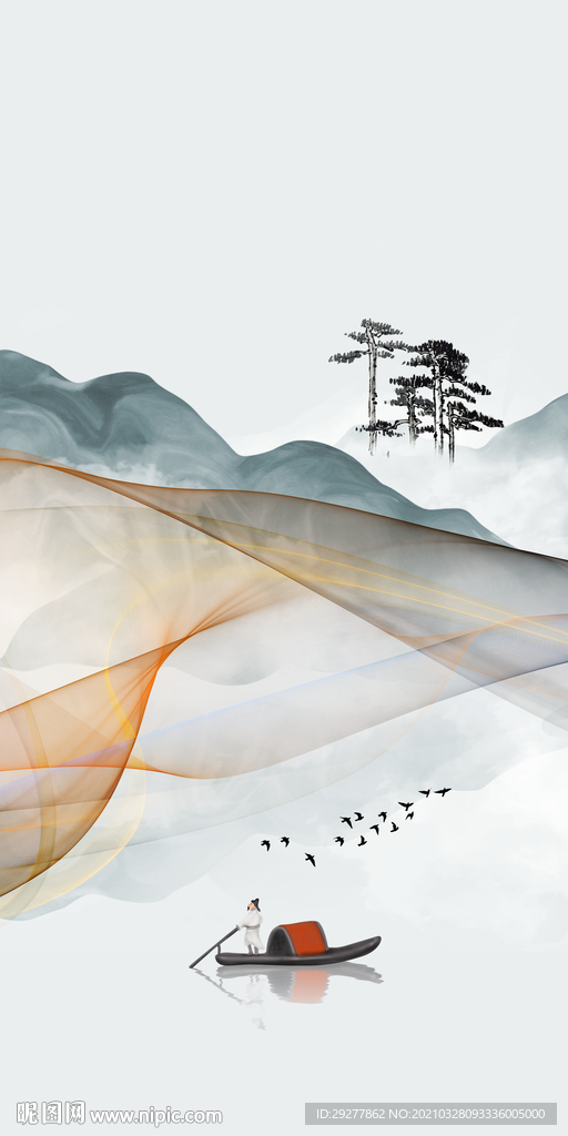 中国风意境山水新画 TIF分层