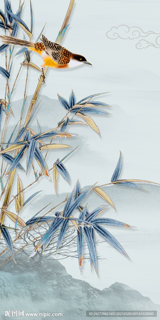 竹子意境玄关画 TIF分层