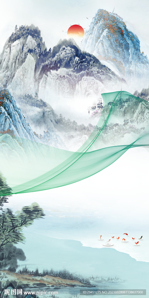 中式关风景山水 TIF分层