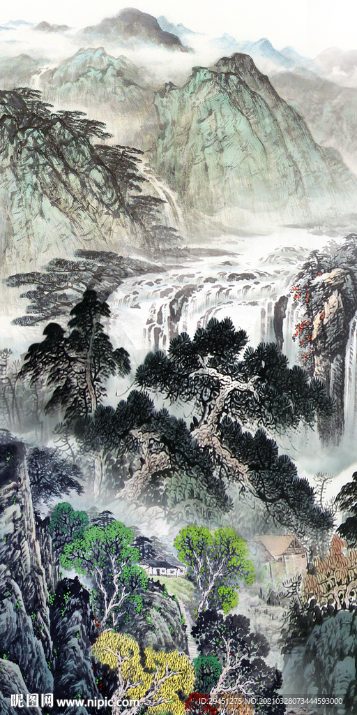 国画玄关意境山水 TIF分层